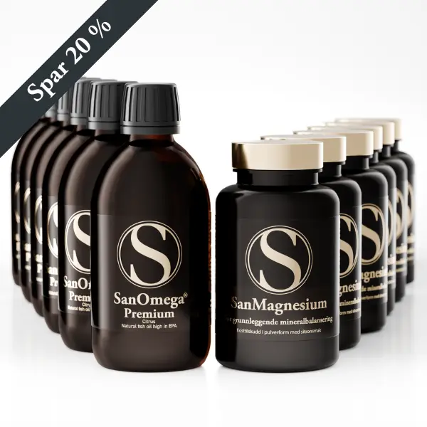 6 SanOmega og 6 SanMagnesium mineralpulver - Abonnement