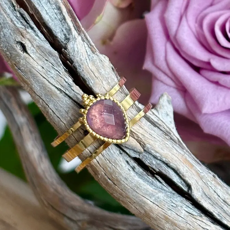 Amethyst Triple Band Ring