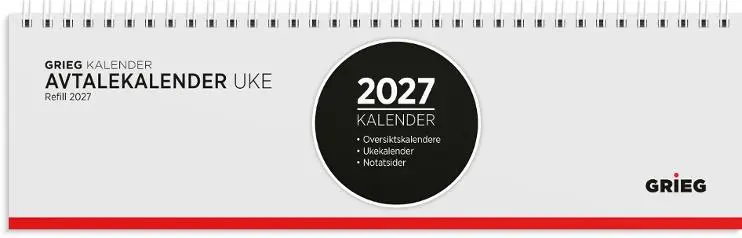Avtalekalender GRIEG 2027 spiral