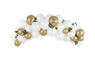 Ballongbue 200cm 60stk hvit/gull