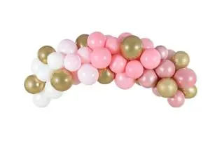 Ballongbue 200cm 60stk rosa/hvit/gull
