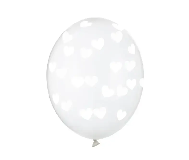 Ballonger - Transparent med hvite hjerter