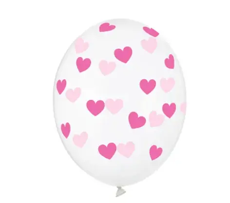 Ballonger - Transparent med rosa hjerter
