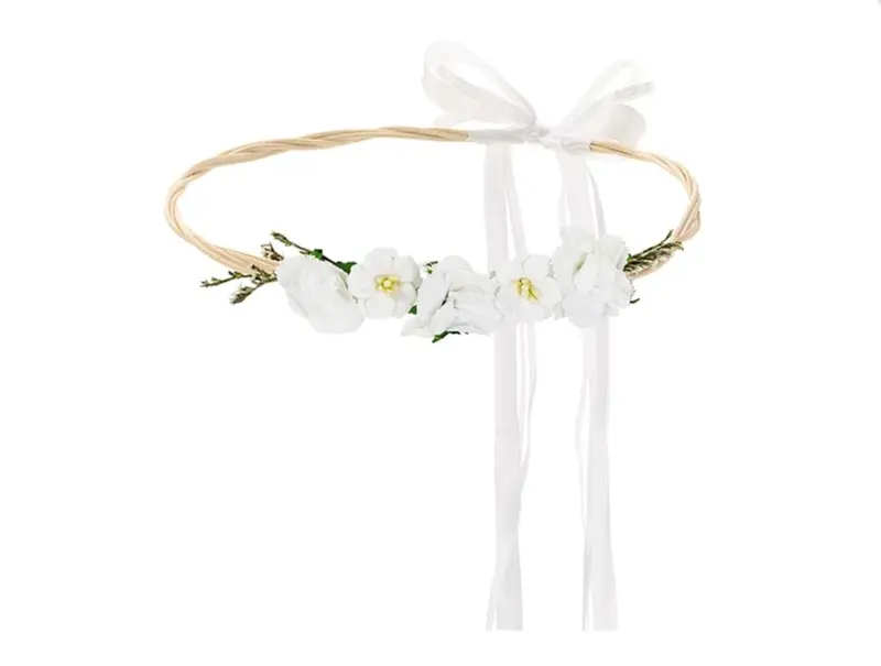 Blomster krans, hvit, 18cm