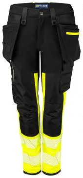 Bukse PROJOB 6543 dame C44 HiVis gul/sor