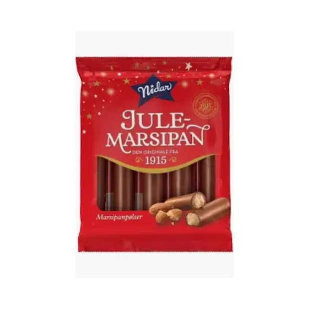 Christmas Marzipan Sausages 5 pcs - Marsipanpølser 5 stk 110g Nidar