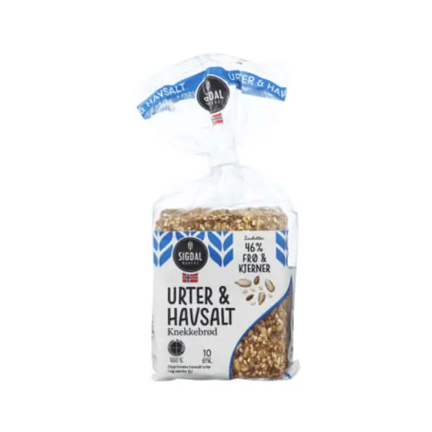 Crispbread Herbs & Sea Salt - Knekkebrød Urter&Havsalt 220g Sigdal