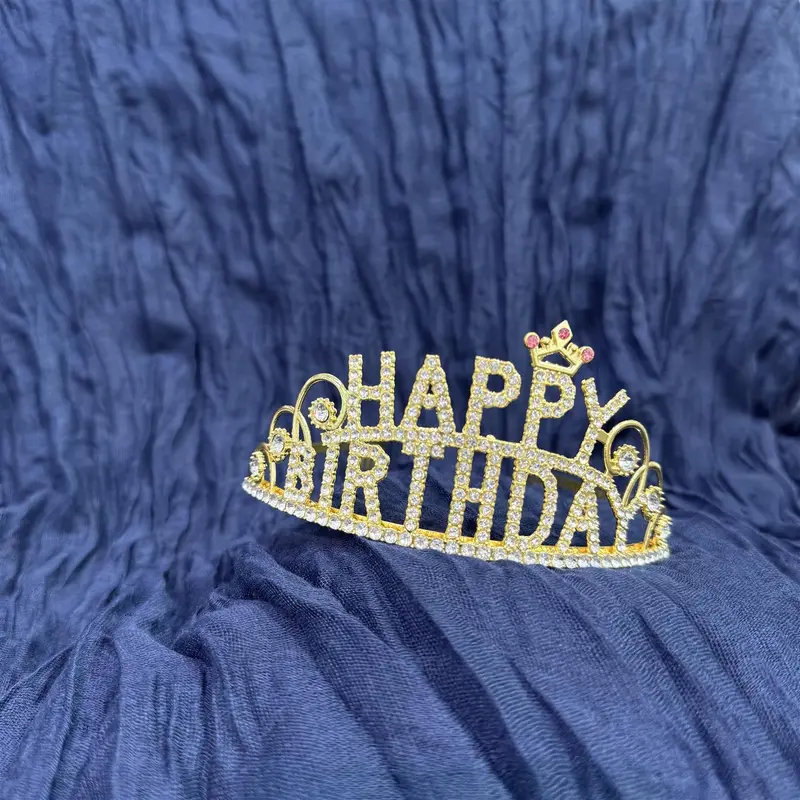 Diamante Tiara Happy Birthday - Gull
