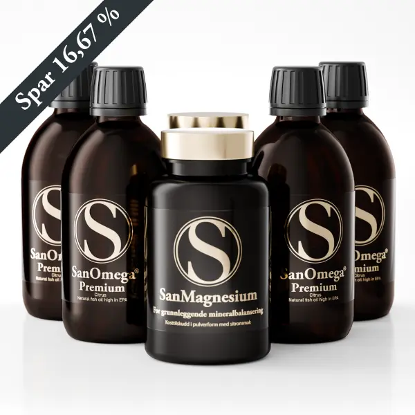 Dobbel kraftpakke - SanMagnesium + SanOmega i valgfri smak! - Abonnement