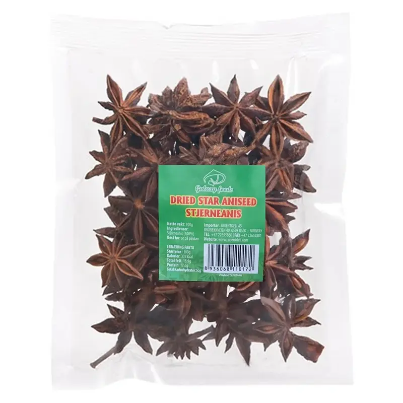 Dried Star Aniseed Stjerneanis - Galaxy Foods, 100g
