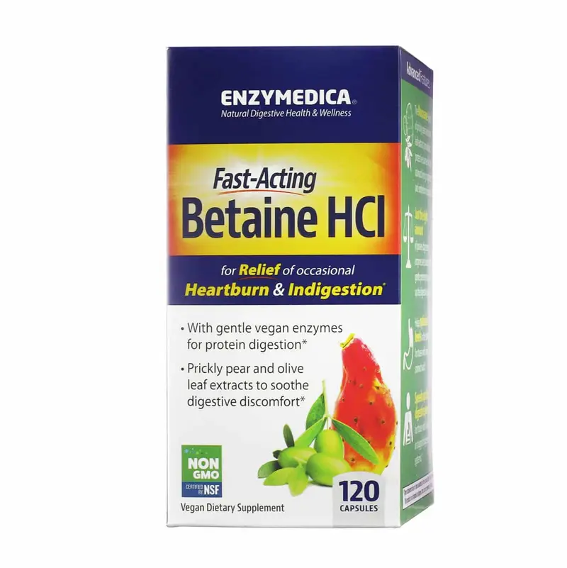 Enzymedica Fast-Acting Betaine HCl (120 capsules)