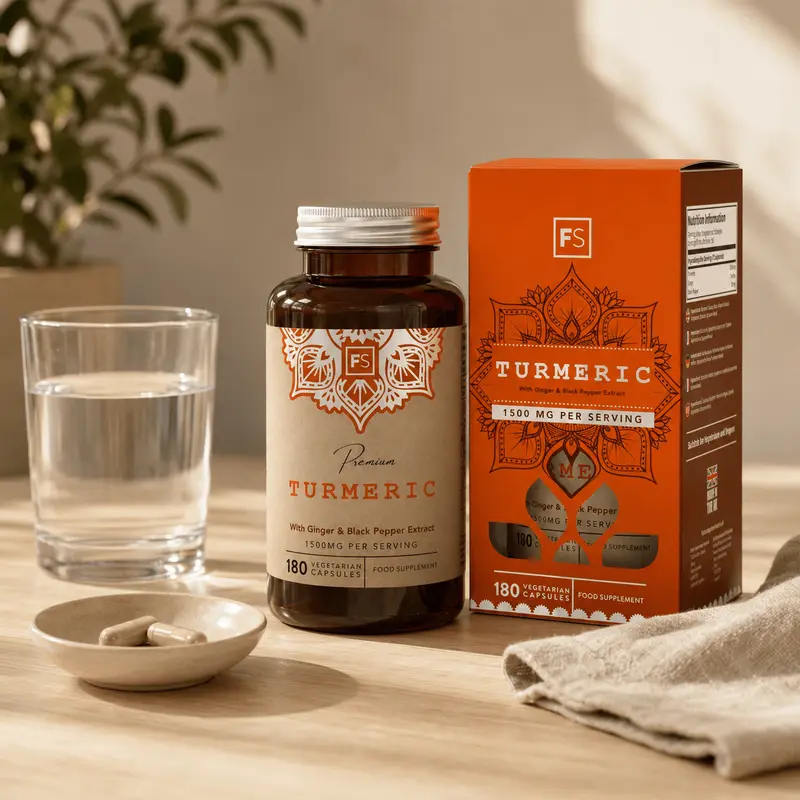 Focus Supplements Turmeric, Ginger & Black Pepper (180 Capsules)