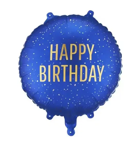 Folieballong - Happy Birthday, Mørkeblå