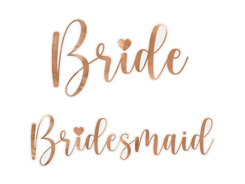 Glassklistremerker ''Bride & Bridesmaid'' - Rosegull