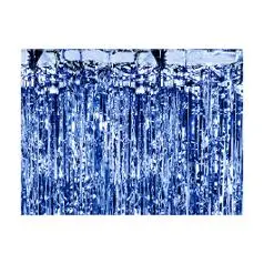 Glittergardin 90x250cm metallic blå