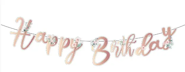 Happy birthday rosagull banner med blomster
