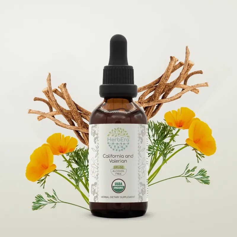 HerbEra California Poppy and Valerian Tincture (Alcohol-Free, 59 ml)