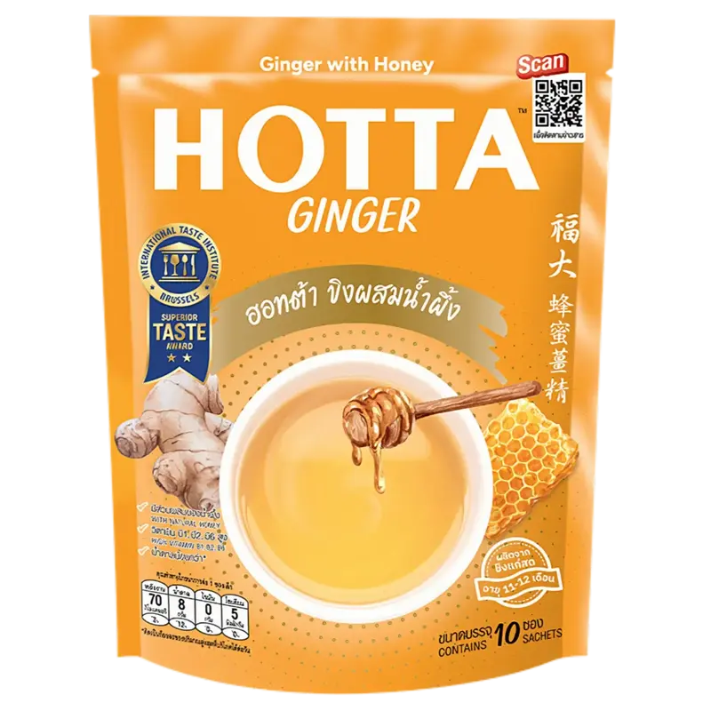 HOTTA Intant Ginger with Honey Drink 10-sachets, 180g