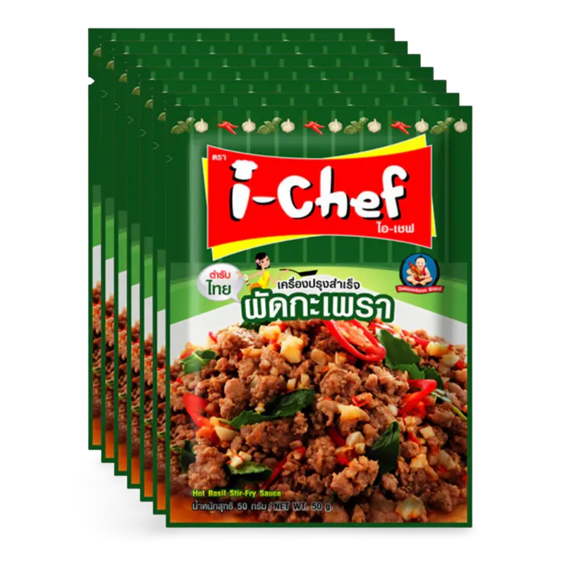 I-chef Hot Basil Stir-fry Pad Kra Pao Sauce, 6x50g