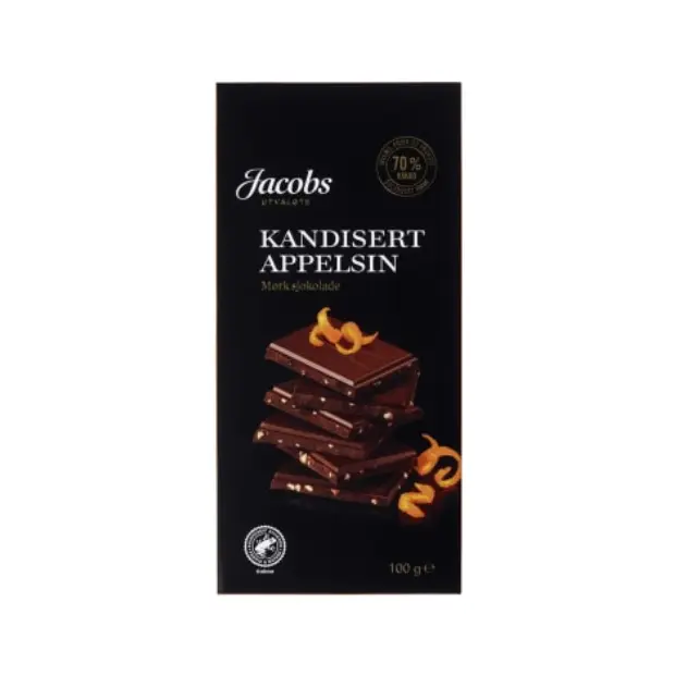 Jacobs Dark Chocolate 70% with Orange – Sjokolade Mørk 70% Appelsin 100g Jacobs Utvalgte