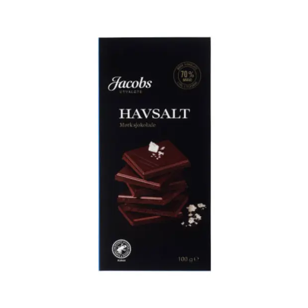 Jacobs Dark Chocolate 70% with Sea Salt 100g – Sjokolade Mørk 70% med Havsalt