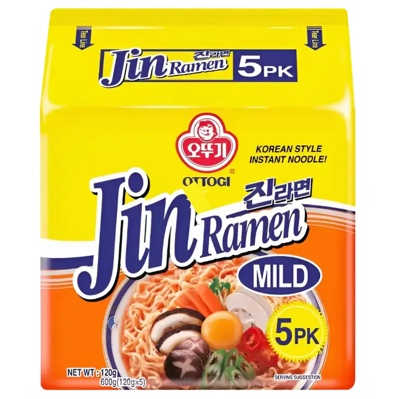 Jin Ramen Mid Korean Instant Noodles, 600g (5x120g)