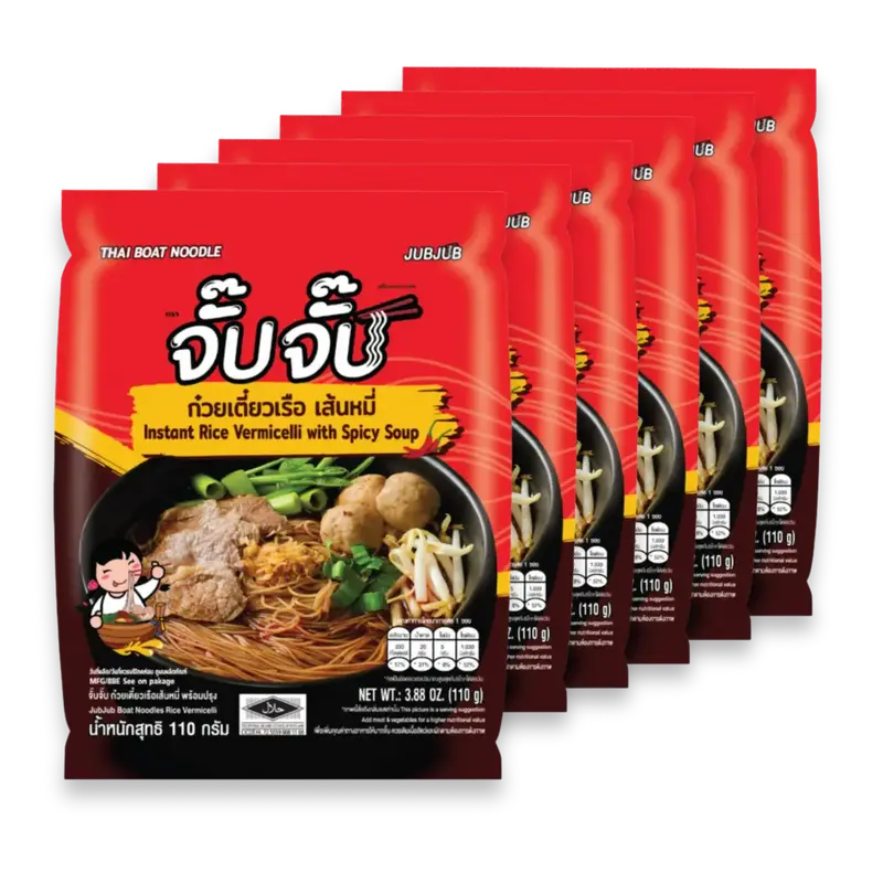 JubJub Instant Rice Vermicelli with Spicy Soup, 6x110g
