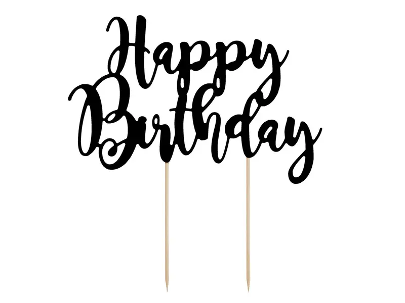 Kaketopper - Happy Birthday, Svart