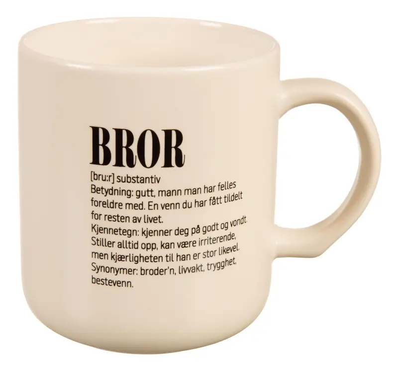 Krus definisjon hvit m/sort Bror 200g 330ml D