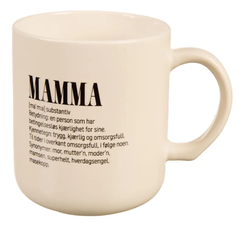 Krus definisjon hvit m/sort Mamma 200g 330ml D