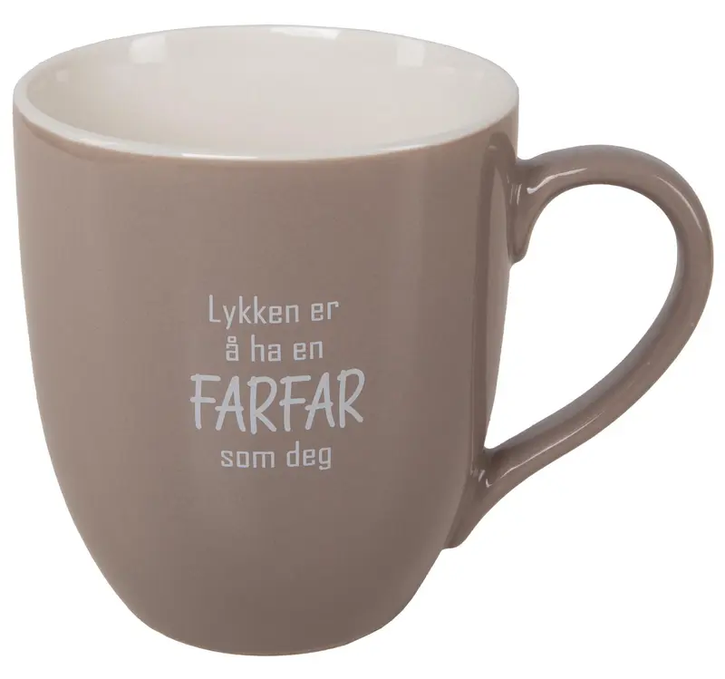 Krus Lykken...farfar beige m/hvit tekst 250g 250ml D