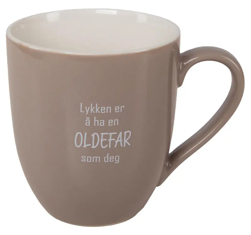 Krus Lykken...oldefar beige m/hvit tekst 250g 250ml D