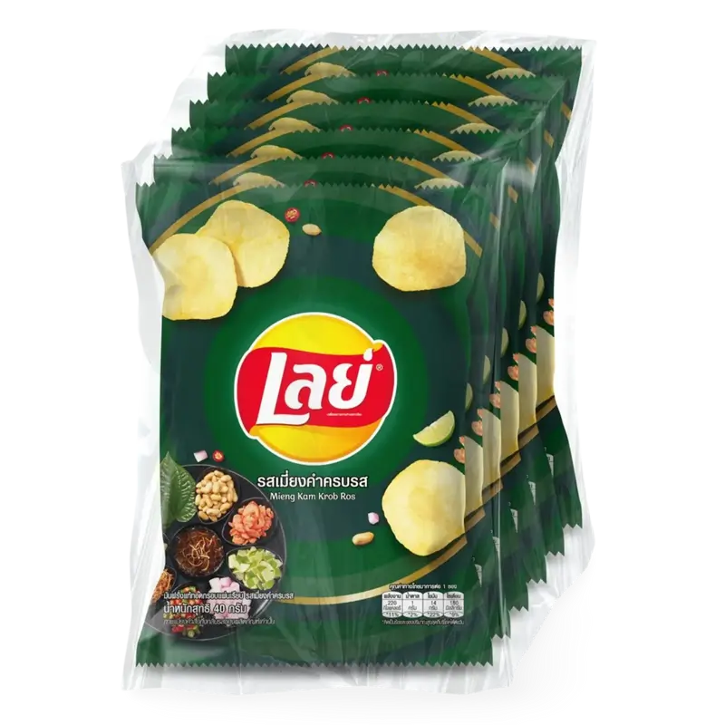 Lay’s Flat Potato Chips Mieng Kam Krob Ros Flavor, 6x48g