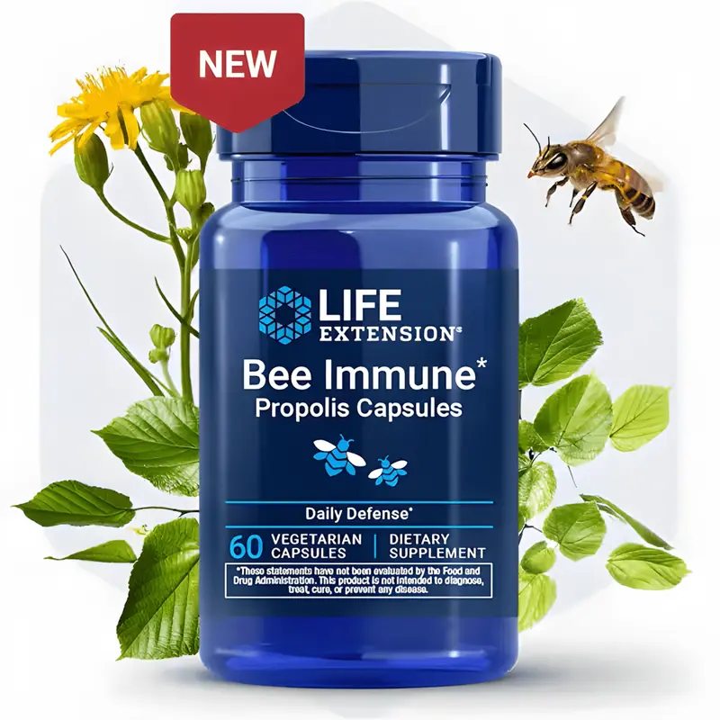 Life Extension Bee Immune Propolis Capsules (60 Vegetarian Capsules)