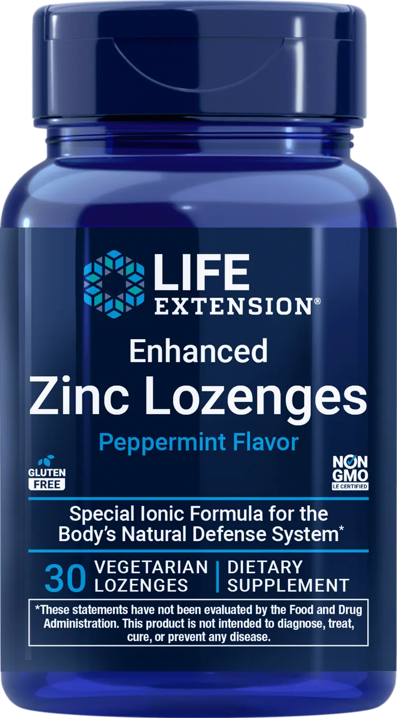 Life Extension Enhanced Zinc Lozenges (Peppermint) (30 Vegetarian Lozenges)