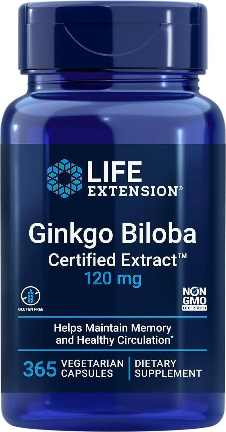 Life Extension Ginkgo Biloba Certified Extract™ 120 mg (365 vegetarian capsules)
