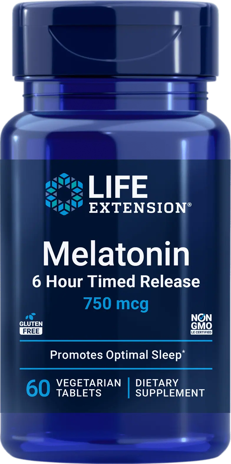 Life Extension Melatonin 6-Hour Timed Release 750 µg (60 Vegetarian Tablets)