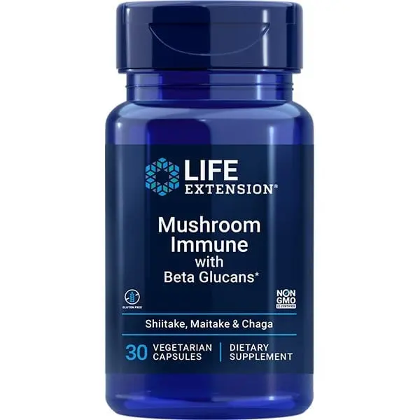 Life Extension Mushroom Immune with Beta Glucans (30 Vegetarian Capsules)