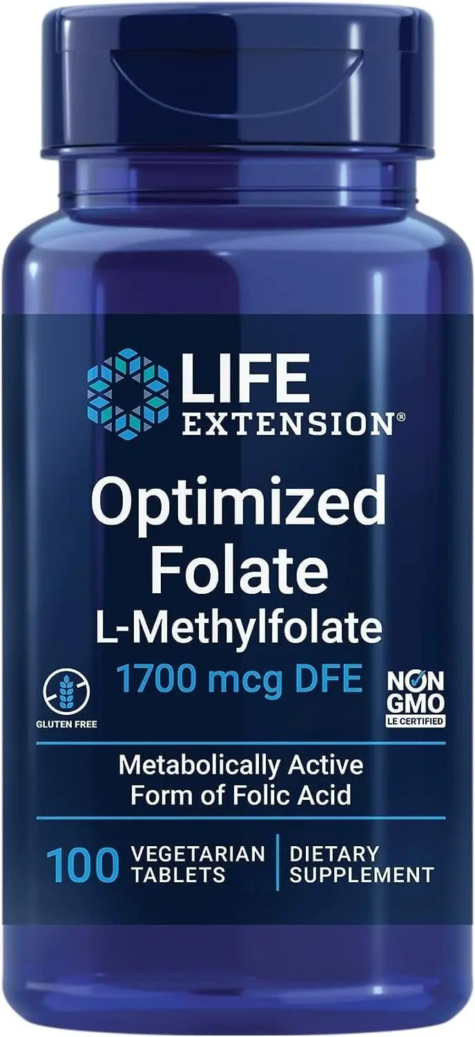 Life Extension Optimized Folate 1700 mcg DFE (100 Vegetarian Tablets)