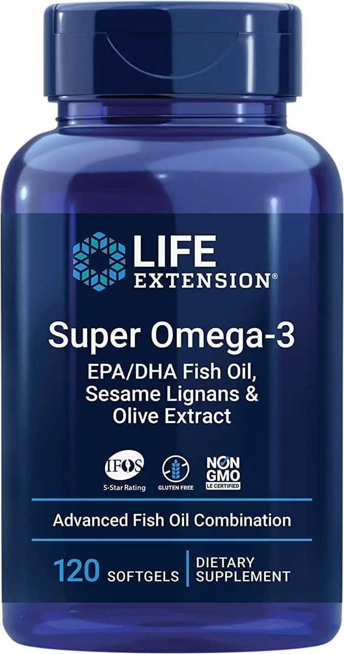 Life Extension Super Omega-3 EPA/DHA Fish Oil, Sesame Lignans & Olive Extract (120 softgels)