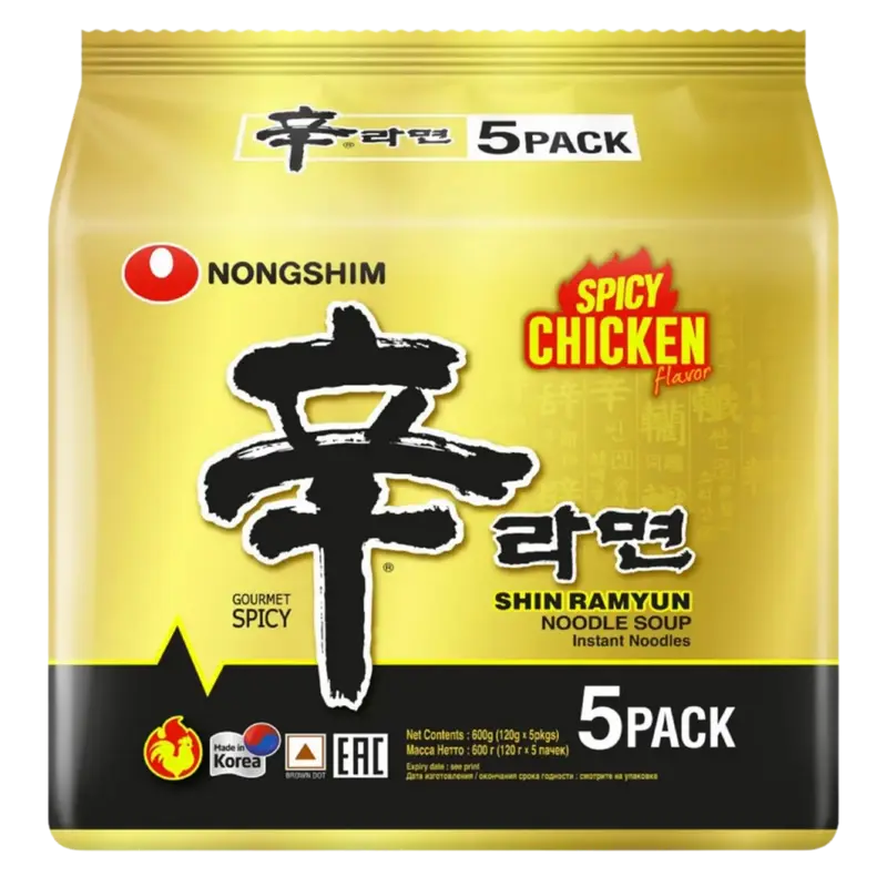 Nongshim Shin Ramyun Spicy Chicken Flavour 5-pakning, 600g