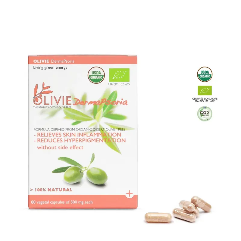 OLIVIE DermaPsoria Organic Olive Polyphenol Capsules (40 × 500 mg)