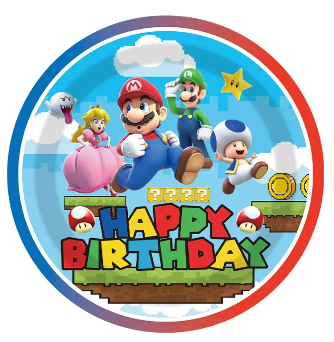 Papptallerken 23 cm - Super Mario