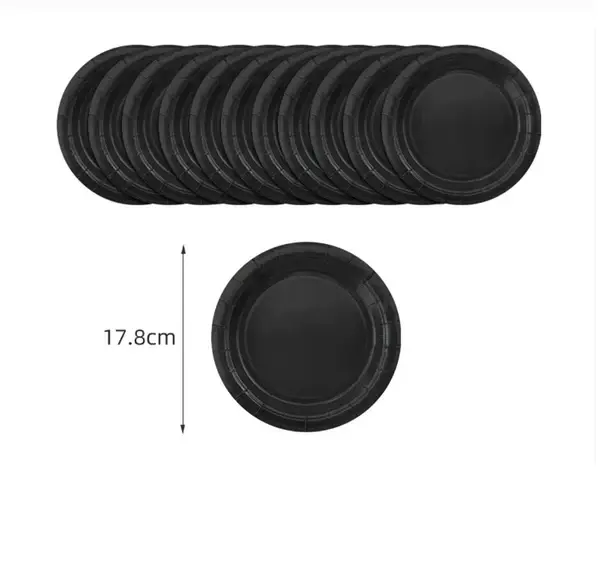 Papptallerken - Svart, 18 cm
