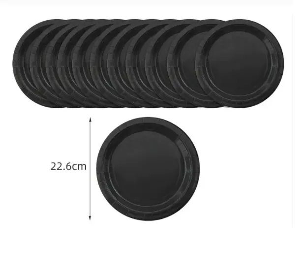 Papptallerken - Svart, 23 cm