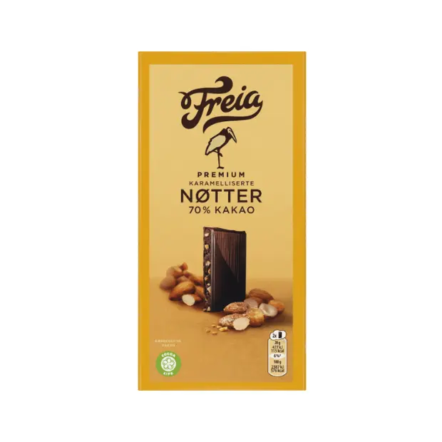Premium Dark Chocolate 70% with Caramel and Nuts - Premium Dark 70% Karam. Nøtter 100g Freia