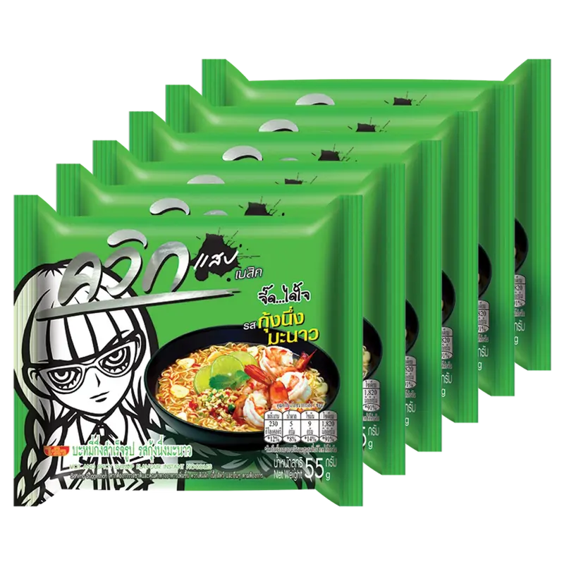 Quick Instant Noodles - Hot and Spicy Shrimp Flavour, 6x55g