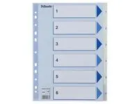 Register ESSELTE A4 plast 1-6 blå/hvit