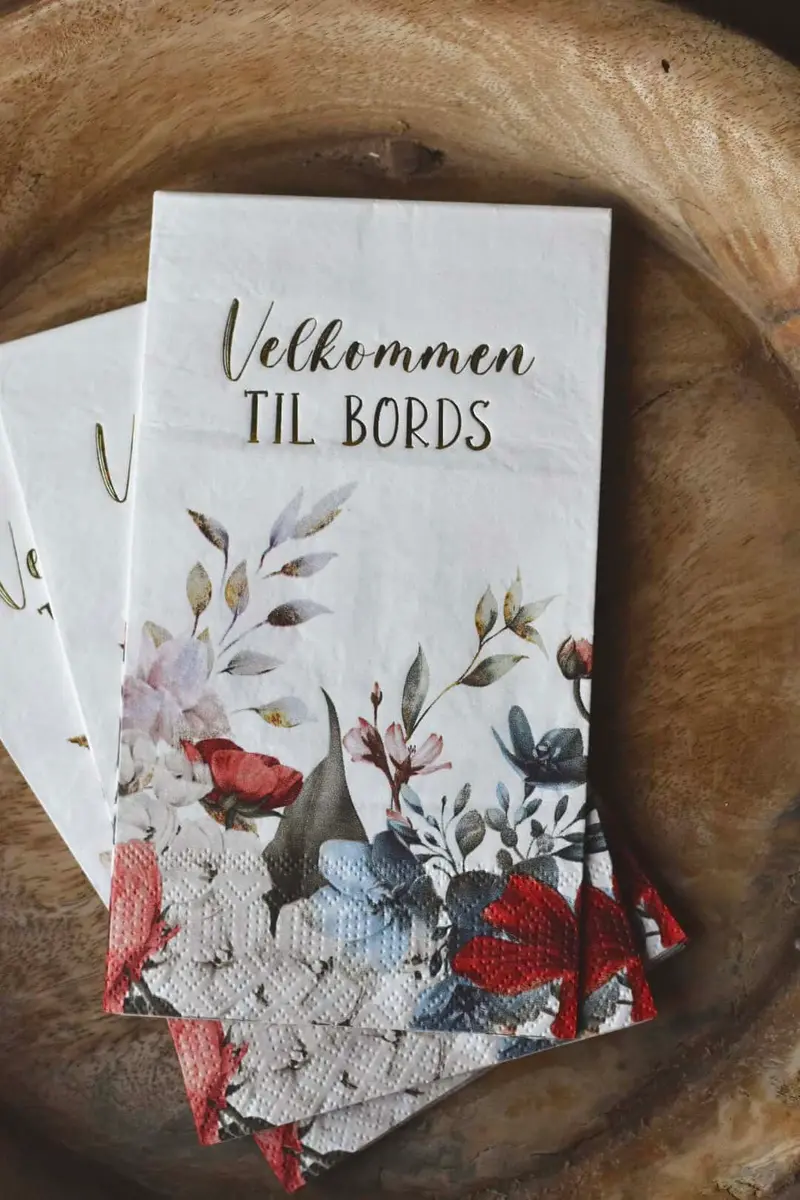 Serviett buffet Rød/blå blomster