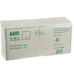 Serviett DUNI 1L 33cm finess hvit (600)